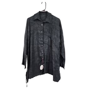 Skif Women's Floral Textured Long Sleeves Button Front Tunic Shirt